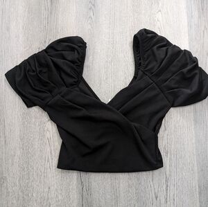 Revamped Pin-up Crop Top sweetheart neckline size Medium Black Goth Retro